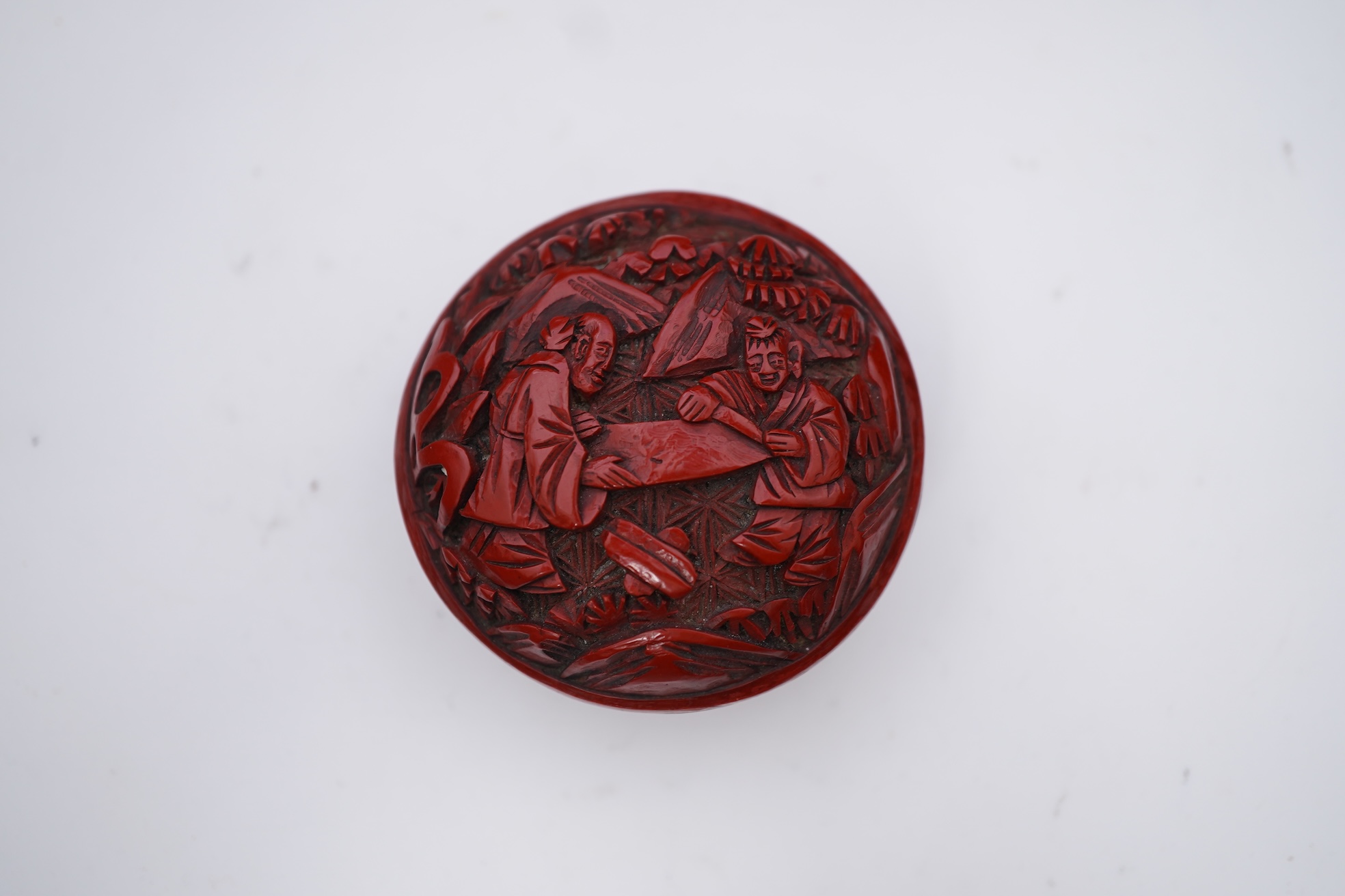 A Chinese cinnabar lacquer seal paste box, 19th century